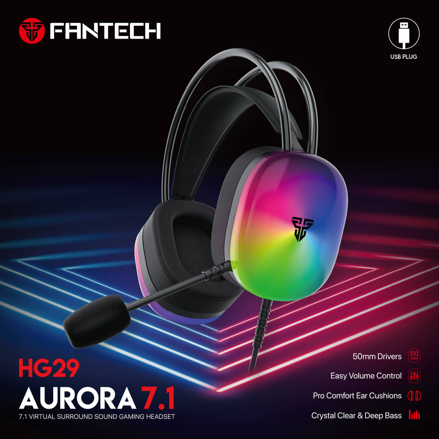 FANTECH AURORA HG29 7.1 Surround Sound Gaming Headset FANTECH AURORA HG29 7.1 Surround Sound Gaming Headset